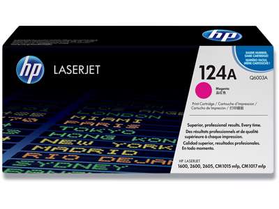 Toner, 124A, Magenta-rød, 2.000 sider, HP Q6003A