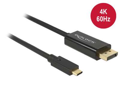 DeLOCK 85256 videokabel adapter 2 m USB Type-C DisplayPort Sort