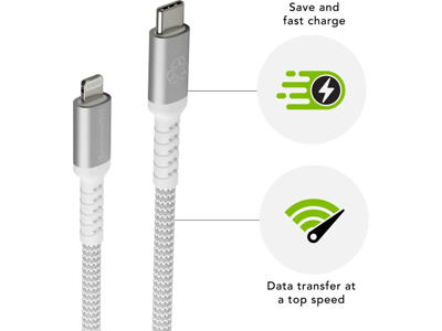 USB kabel, USB-C to Lightning, White, 1.2m, dbramante1928 Re-charge BRD