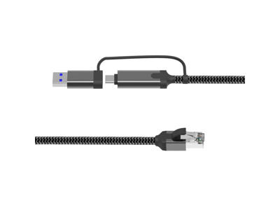 Microconnect MC-RJ45USBC-01 kabel kønsskifter USB-A / USB-C RJ45 Sort