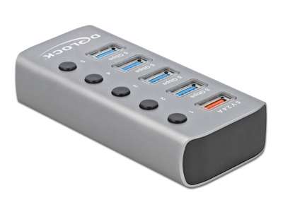 DeLOCK 63262 interface hub USB 3.2 Gen 1 (3.1 Gen 1) Type-B 5000 Mbit/s Grå