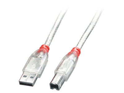 Lindy 41754 USB-kabel USB 2.0 3 m USB A USB B Transparent