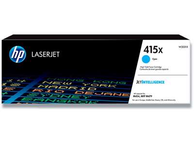 Toner, 415X, Cyan-blå, 6.000 sider, HP W2031X