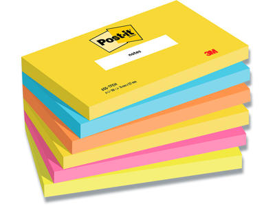 Memonotes, 76x127 mm, Assorteret Energetic, 6 blokke, Post-it 