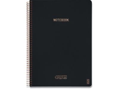 Notesblok, A4, Linjeret, Black, Kozo Premium