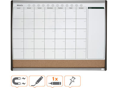 Kombitavle, Stål og kork, 58.5x43 cm, Magnetisk og nåle venlig, Nobo Planner