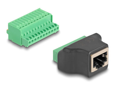 DeLOCK 66244 kabel kønsskifter RJ50 11 pin terminal block Sort, Grøn