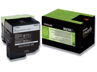 Toner, 802XK, Black-sort, 8.000 sider, Lexmark 80C2XK0