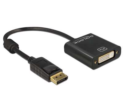 DeLOCK 62601 videokabel adapter 0,2 m DisplayPort DVI-I Sort