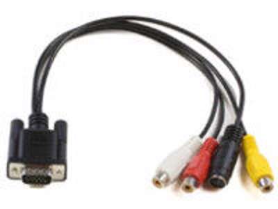 Microconnect MONGGSV videokabel adapter 0,3 m VGA (D-Sub) RCA + S-Video Sort