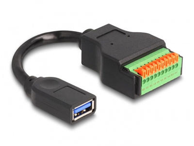 DeLOCK 66241 USB-kabel USB 3.2 Gen 1 (3.1 Gen 1) 0,15 m USB A 10-pin terminal block Sort, Grøn