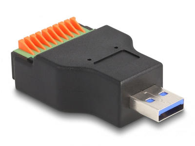 DeLOCK 66238 kabel kønsskifter USB Type-A 10 pin terminal block Sort, Grøn