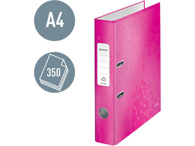 Brevordner, A4, 5 cm, Metallic pink, Leitz 180° WOW Smal