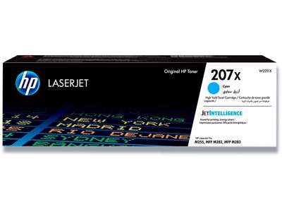 Toner, 207X, Cyan-blå, 2.450 sider, HP W2211X