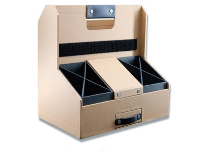 Organiseringsboks, Incl laptop stander, Brun, 28x17.5x28 cm, Oxford Savana