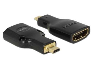 DeLOCK HDMI Micro-D/HDMI-A, M/F, 4K Micro-HDMI Sort