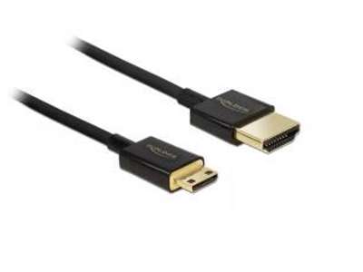 DeLOCK HDMI-A/HDMI Mini-C, 2 m HDMI-kabel HDMI Type A (Standard) HDMI Type C (Mini) Sort