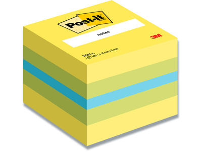 Memonotes, 51x51 mm, Assorteret Lemon, 1 blok, Post-it Kubusblok Mini