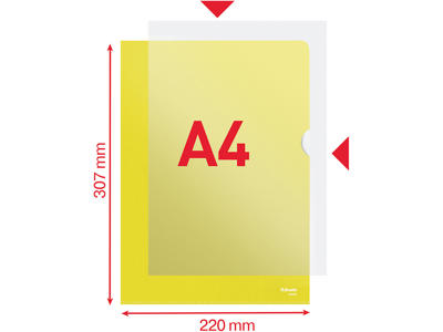 Plastomslag, A4, 100 stk, 0.115 mm, Esselte Gul