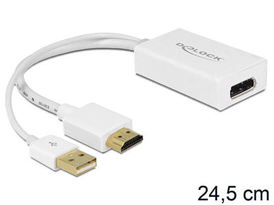 DeLOCK 62496 videokabel adapter 0,245 m DisplayPort HDMI + USB Hvid