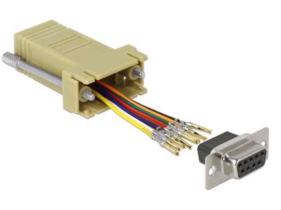 DeLOCK 66164 kabel kønsskifter Sub-D 9 pin Rj-45 Sort, Grå, Rustfrit stål