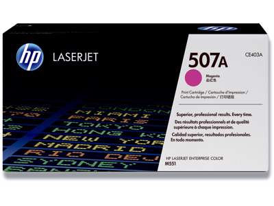 Toner, 507A, Magenta-rød, 6.000 sider, HP CE403A