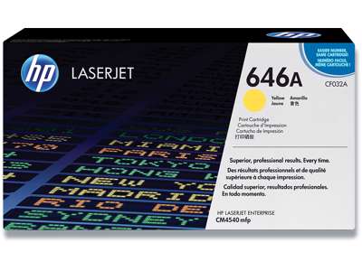 Toner, 646A, Yellow-gul, 12.500 sider, HP CF032A