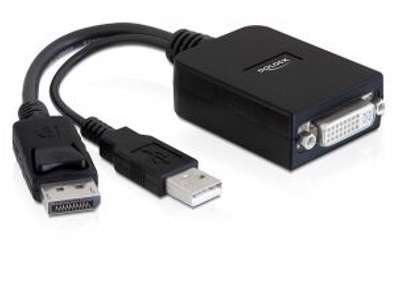 DeLOCK 61855 videokabel adapter 0,23 m DisplayPort DVI-I Sort