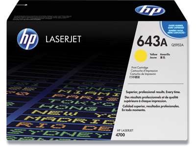 Toner, 643A, Yellow-gul, 10.000 sider, HP Q5952A