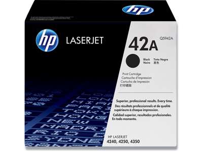 Toner, 42A, Black-sort, 10.000 sider, HP Q5942A