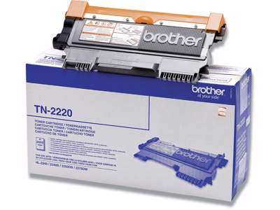 Toner, TN2220, Black-sort, 2.600 sider, Brother 