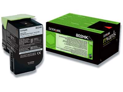 Toner, 802HK, Black-sort, 4.000 sider, Lexmark 80C2HK0