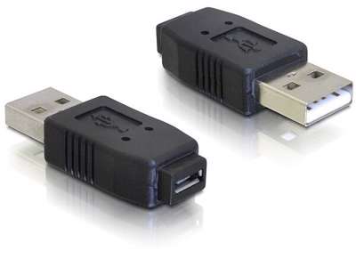 DeLOCK Adapter USB micro-A+B female to USB2.0-A male USB 2.0 A Sort