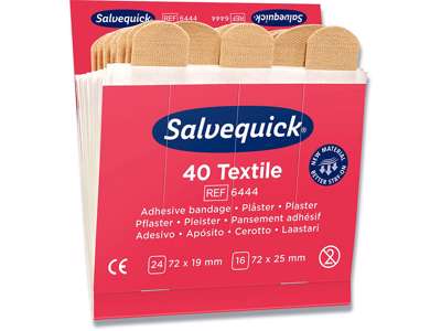 Plaster, Tekstil, 40 plastre pr refill, 6 pakker refill, Salvequick 