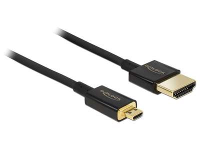 DeLOCK HDMI-A/HDMI Micro-D, 3 m HDMI-kabel HDMI Type A (Standard) HDMI Type D (Micro) Sort