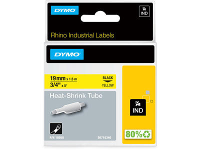 Labeltape, 19mm x 1.5m, Sort på Gul, 1 rulle, Dymo Rhino Industri