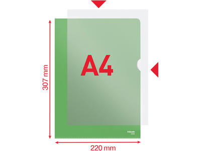 Plastomslag, A4, 100 stk, 0.115 mm, Esselte Grøn