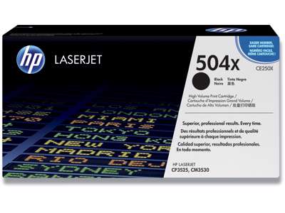 Toner, 504X, Black-sort, 10.500 sider, HP CE250X