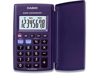 Regnemaskine, Traveller, 8 cifre, Mørkeblå-Mørkegrå, Casio HL-820VER