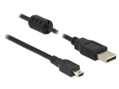 DeLOCK 5m, USB 2.0-A/USB 2.0 Mini-B USB-kabel USB A Mini-USB B Sort