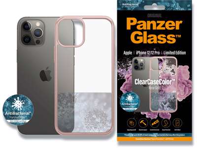 Cover, iPhone 12/iphone 12 Pro, Case, Rose Gold, PanzerGlass Antibacterial - ClearCase 