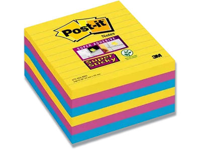 Memonotes, 101x101 mm, Assorteret Rio de Janeiro, 6 blokke, Post-it Super Sticky Linjeret