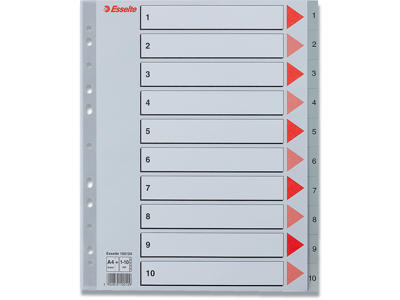 Registerblade, A4 Maxi, 1-10, Grå, Esselte 