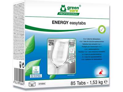 Opvasketabs, 4-i-1, Uden klor, farve og parfume, 85stk, Green Care Professional ENERGY Easytabs