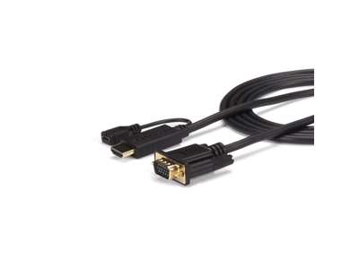 StarTech.com HD2VGAMM3 videokabel adapter 0,9 m VGA (D-Sub) HDMI + Micro USB Sort