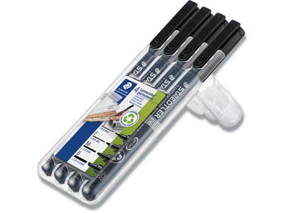 Marker, Assorteret, SF F M B, Sort, Staedtler Lumocolor 319