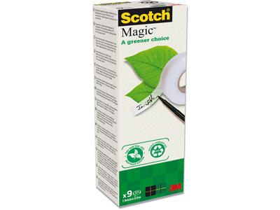 Tape, Usynlig, 19mm x 33m, 9 ruller, Scotch Magic 900