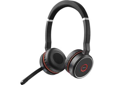 Jabra Evolve 75 MS Stereo Headset Kabel & trådløs Kontor/Callcenter Micro-USB Bluetooth Sort, Rød