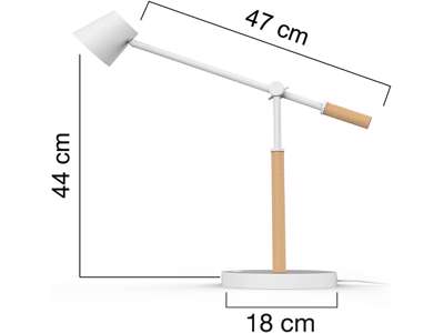 Bordlampe, Hvid-træ, Med fod, LED, Unilux Vicky 