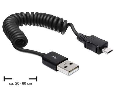 DeLOCK USB 2.0-A/USB micro-B 0.6m USB-kabel 0,6 m USB A Micro-USB B Sort